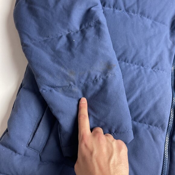 Patagonia Bivy Goose Down Jacket Quilted Puffer Mens XXL Blue  Stained, read - Picture 6 of 16